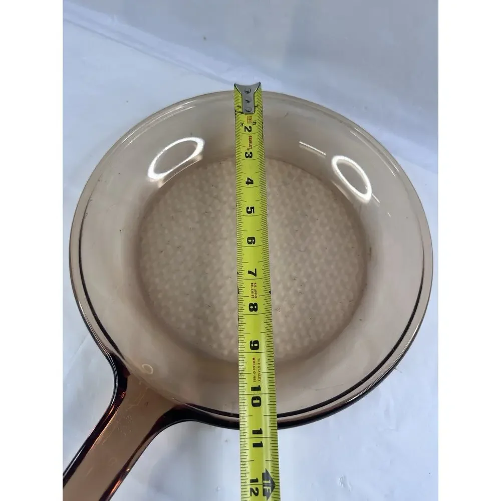Vision Corning Ware Amber Glass Fry Skillet Pan 10 Inch Waffle Bottom No Lid